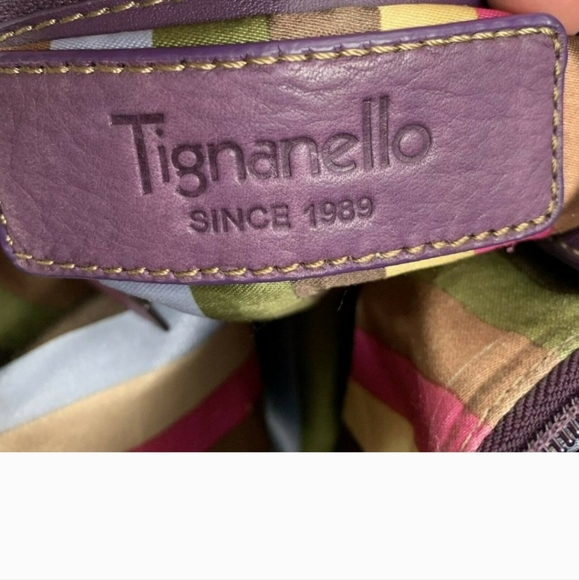 Tignanello Classic Purple Leather Convertible Crossbody Bag Adjustable Purse - Picture 7 of 14